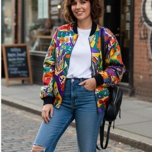 Vintage Stefano world wide floral bomber jacket